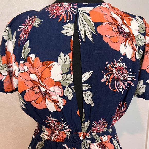 Lulus Botanic of Time Blue Floral Print Tie-Front Skater Dress Size Small - Picture 7 of 13